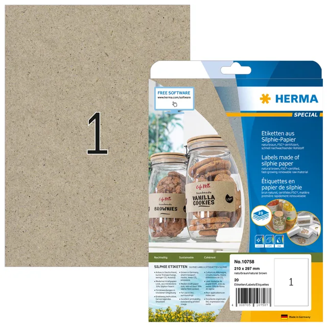 Etiket HERMA 10758 210x297mm silphie br 20st