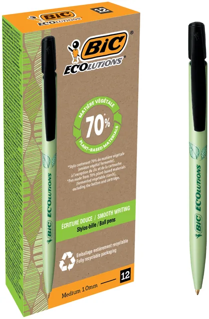 Balpen Bic Ecolutions media clic bio-based M zwart