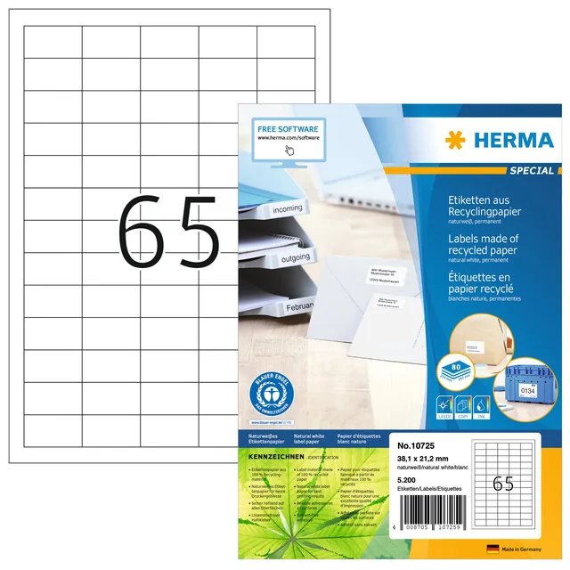 Etiket HERMA recycling 38.1x21.2mm wit