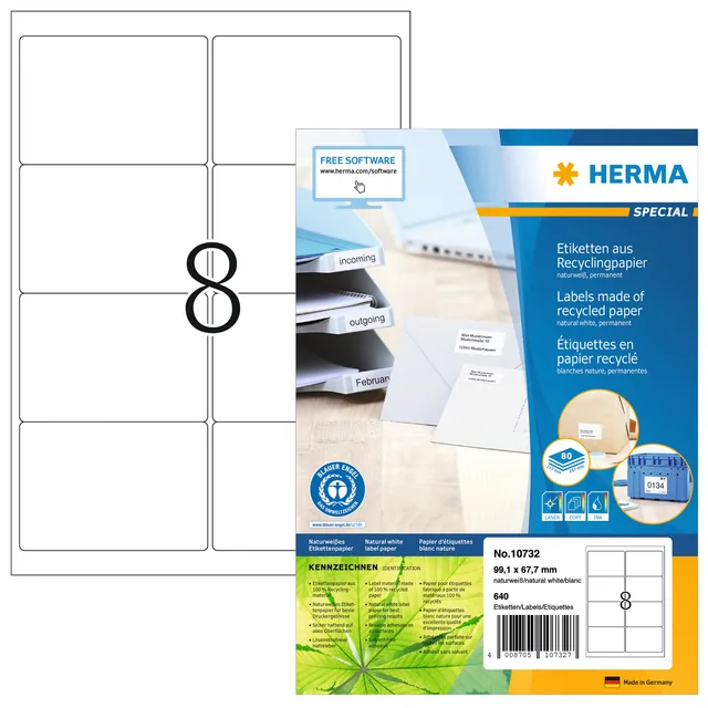 Etiket HERMA recycling 99.1x67.7mm wit