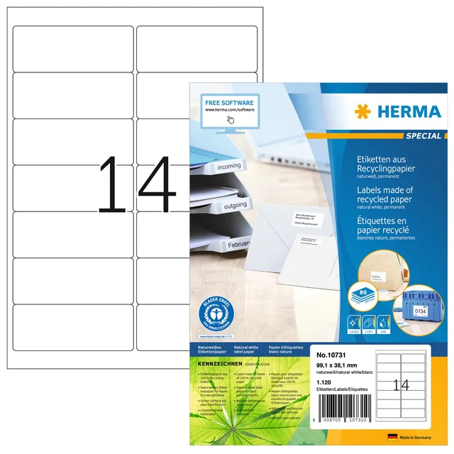 Etiket HERMA recycling 99.1x38.1mm wit