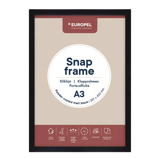Kliklijst Europel A3 25mm mat zwart