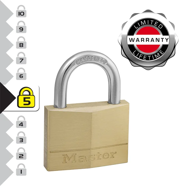 Hangslot MasterLock 2 gelijksluitend messing 50mm