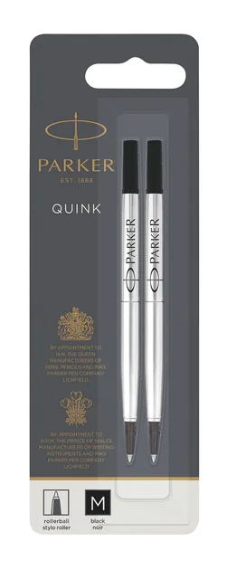 Rollerpenvulling Parker Quink M blister 2st zwart