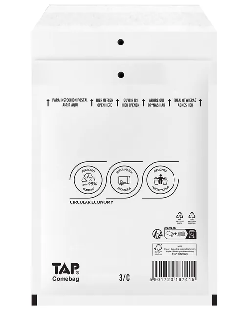 Envelop TAP Comebag luchtkussen 170x225mm 100st
