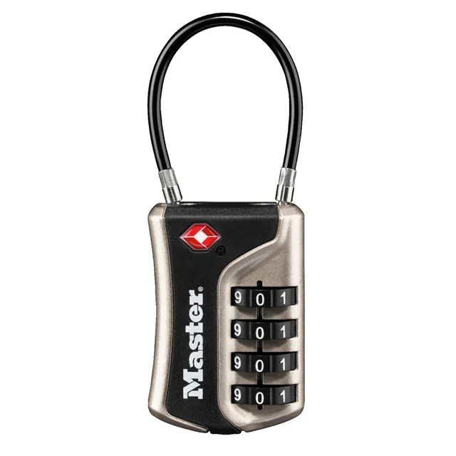 Hangslot Masterlock 4-cijfer TSA flex  zwart 35mm