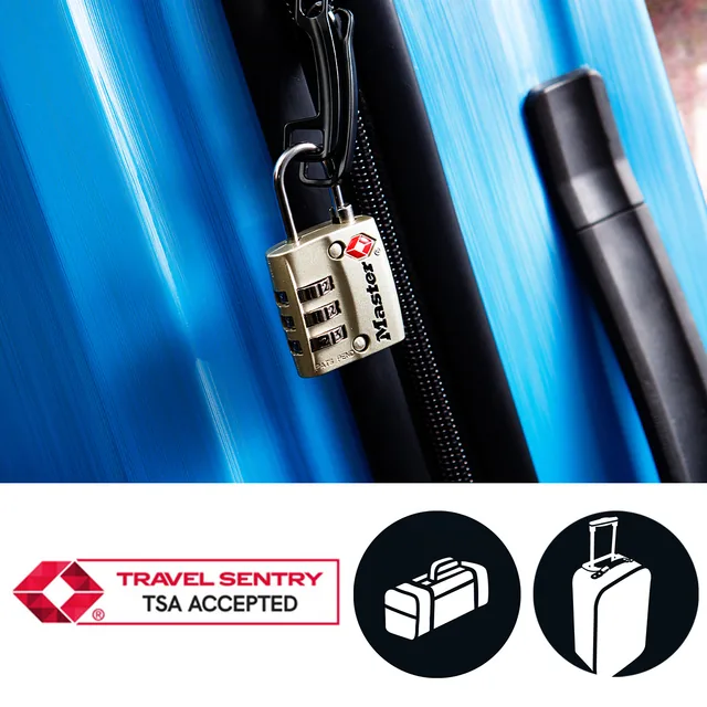 Hangslot Masterlock 3-cijfer TSA nikkel 30mm