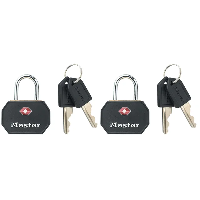 Hangslot Masterlock 2 gelijksl alu TSA zwart 30mm