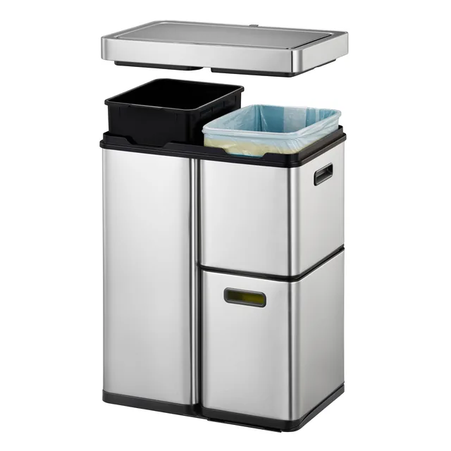 Afvalbak EKO Mirage Plus sensor 30L en 2x15L RVS