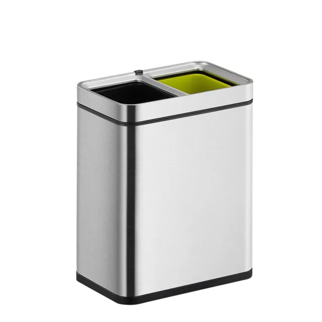 Afvalbak EKO Laguna Slim inwerpopening 2x10L RVS