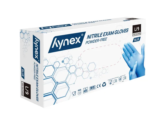 Handschoen Hynex nitril L 100st blauw
