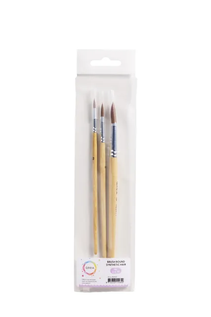 Penseel Qrea synthetisch haar  set à 3 breedtes