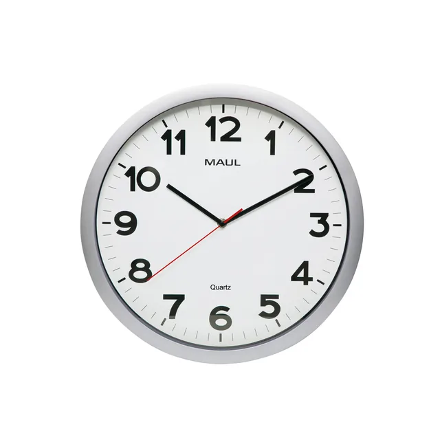 Wandklok MAUL Step Quartz Ø40x5cm kunstst zil/wit