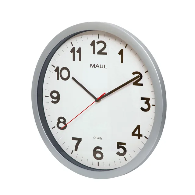 Wandklok MAUL Step Quartz Ø40x5cm kunstst zil/wit