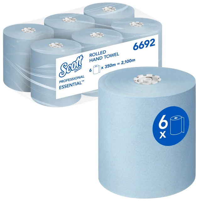 Handdoekrol Scott 1laags 350m blauw