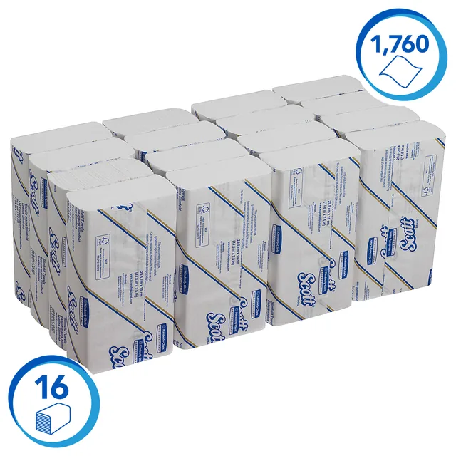 Handdoek Scott Slimfold 1laags 190x300mm wit