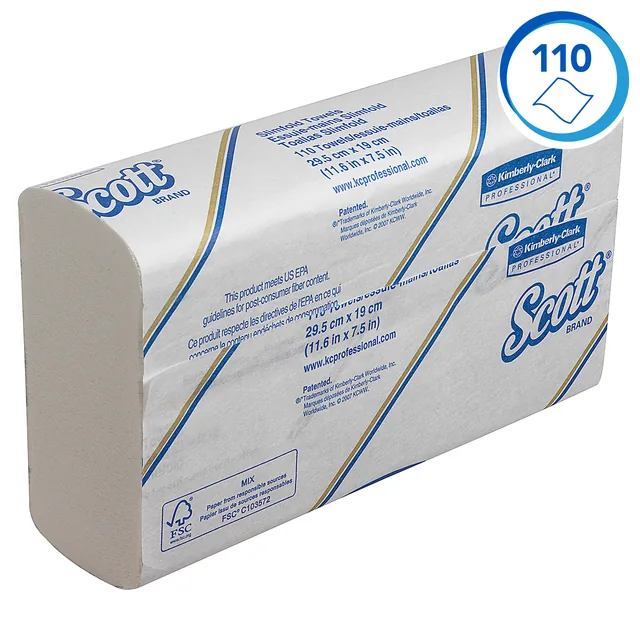 Handdoek Scott Slimfold 1laags 190x300mm wit