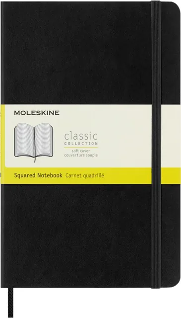 Notitieboek Moleskine large 130x210 ruit 5x5 sc zw
