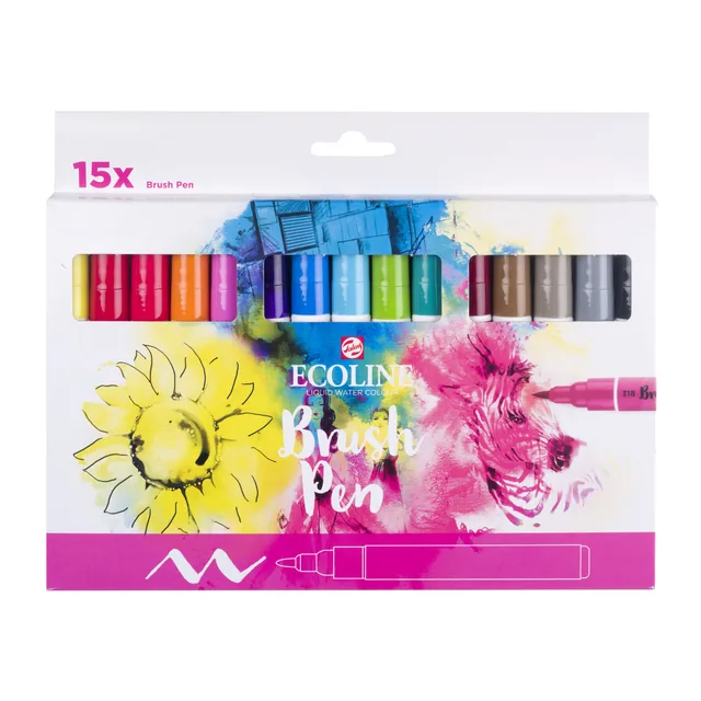 Brushpen Talens Ecoline set 15 stuks assorti