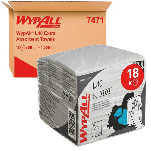 Reinigingsdoek WypAll L40 PowerClean wit 7471