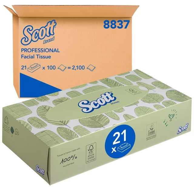 Facial tissues Scott 2laags 100 vel wit
