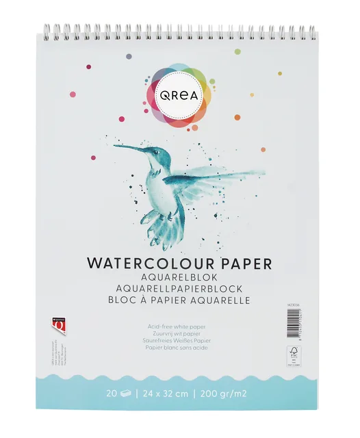 Aquarelblok Qrea 24x32 20vel 200gr spiraal