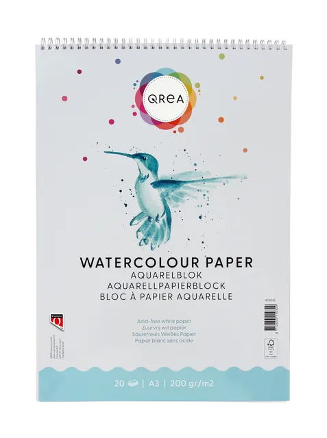 Aquarelblok Qrea A3 20vel 200gr spiraal