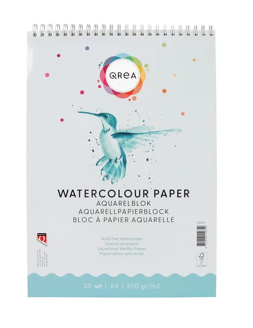 Aquarelblok Qrea A4 20vel 200gr spiraal