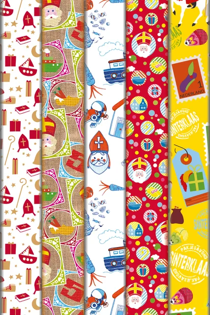 Inpakpapier Sint 46.5x250cm assorti