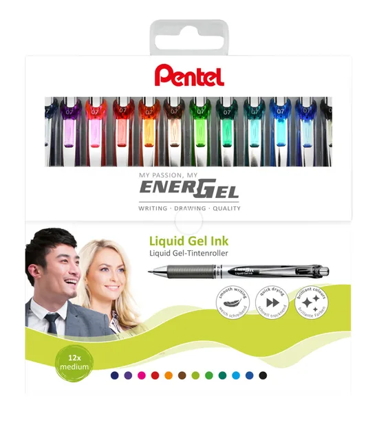 Gelschrijver Pentel BL77 Energel M 12st assorti