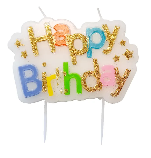 Kaarsje 'Happy birthday' 10.5cm