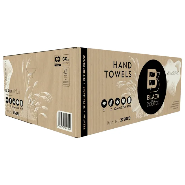 Handdoek BlackSatino PT20 GreenGrow 2laags wit