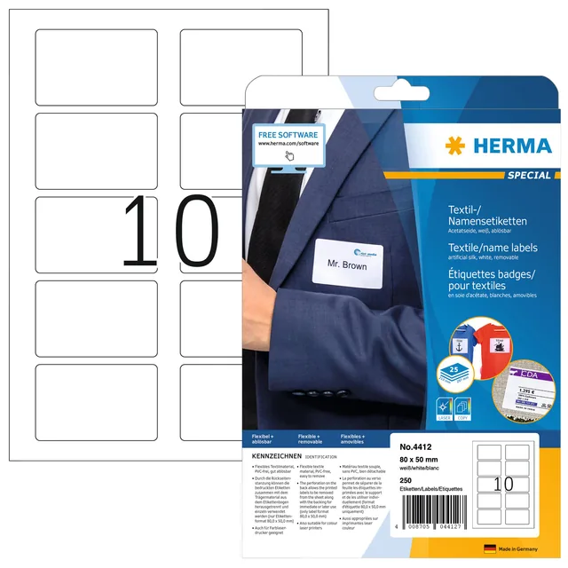 Naambadge etiket HERMA 4412 80x50mm 250st