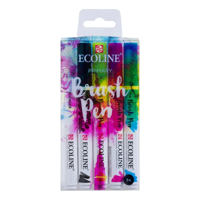 Brushpen Talens Ecoline set 5 stuks primair