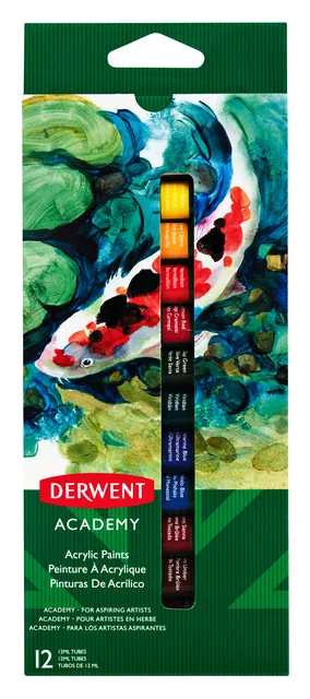 Acrylverf Derwent Academy 12 tubes à 12ml assorti