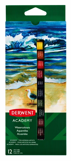 Aquarelverf Derwent Academy 12 tubes à 12ml ass