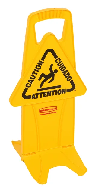 Waarschuwingsbord Rubbermaid tweezijdig 66cm geel
