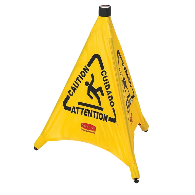 Waarschuwingskegel Rubbermaid driezijdig 76cm geel