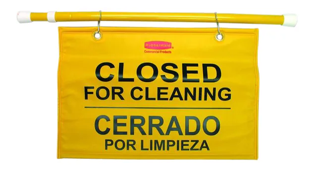 Waarschuwingsvlag hangend meertalig closed