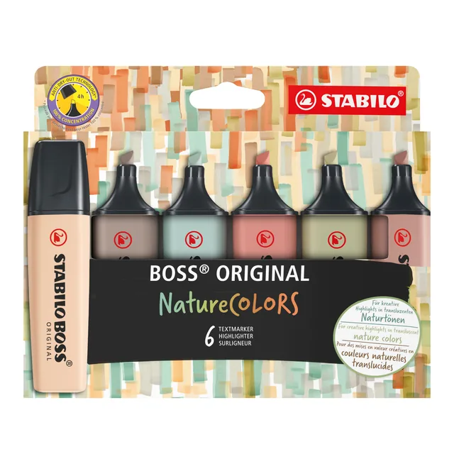 Markeerstift STABILO Boss 70/6 etui à 6st nature