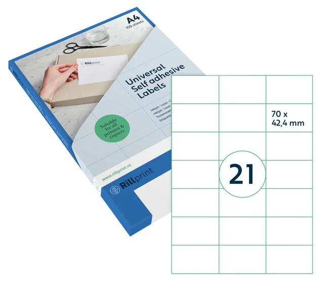 Etiket Rillprint 70x42.4mm mat transparant 525st