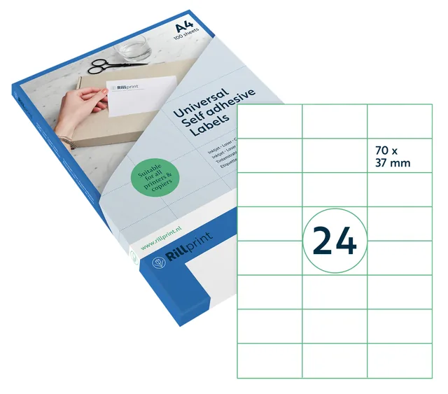Etiket Rillprint 70x37mm mat transparant 600st