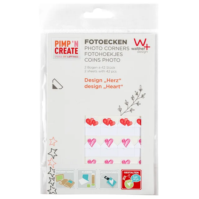 Fotohoeken walther design hartjes 2vel a 42 stuks