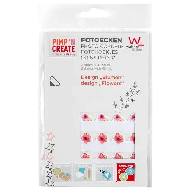 Fotohoeken walther design bloemen 2vel a 42 stuks