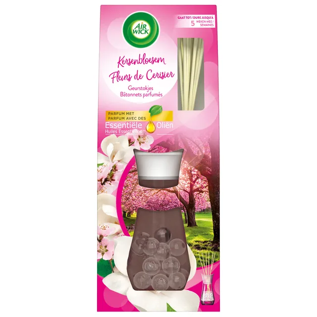 Geurstokjes AirWick Reeds Essential Oil kers 33ml