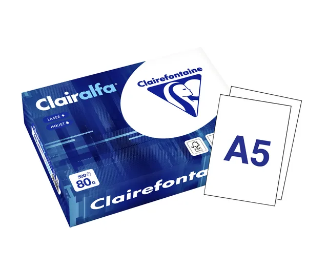 Kopieerpapier Clairefontaine Clairalfa A5 80gr wt