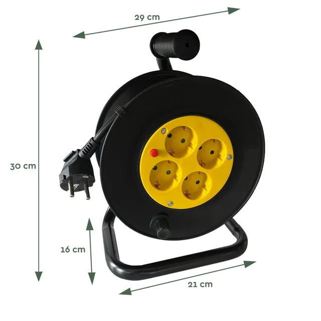 Kabelhaspel BRASQ Pro 4vdig 10m zwart
