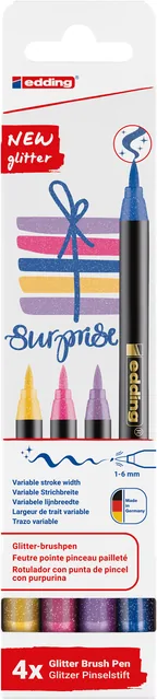 Brushpen edding 1340 4st glitter assorti