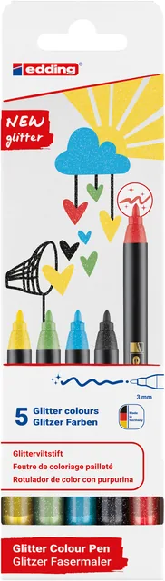 Fineliner edding 1200 F 5st glitter assorti