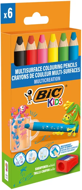 Kleurpotlood BicKids Multi Surface 6st ass